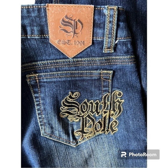 South Pole Women Blue Jeans Flared Bootcut Mid Rise Gold Embroidery Size 11 - Picture 9 of 10